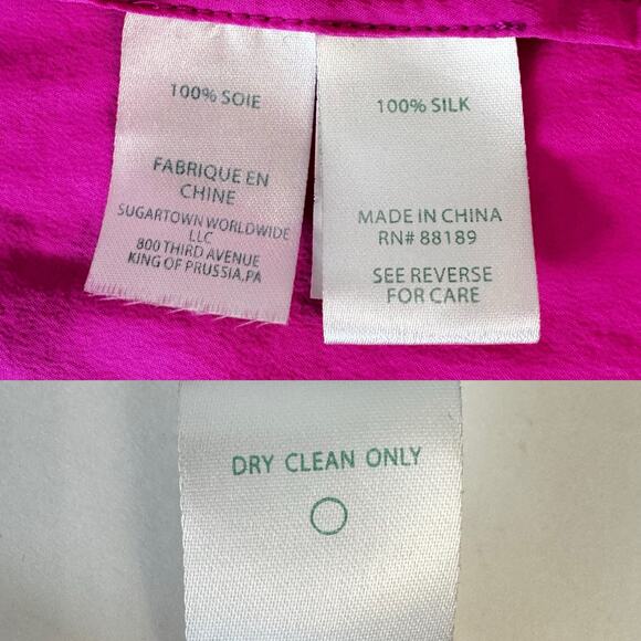 Lilly Pulitzer Leslie Silk Top Blouse Raz Berry Hot Pink Strappy Cutout Back L - Picture 10 of 14